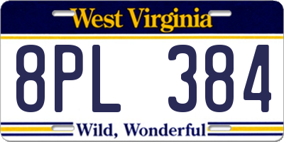 WV license plate 8PL384