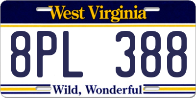 WV license plate 8PL388