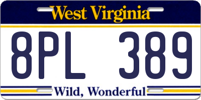 WV license plate 8PL389