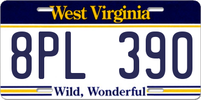 WV license plate 8PL390