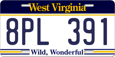 WV license plate 8PL391