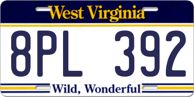 WV license plate 8PL392