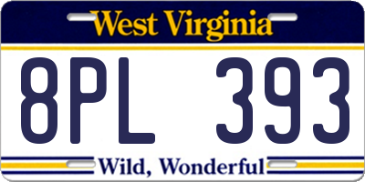 WV license plate 8PL393