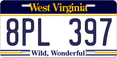 WV license plate 8PL397