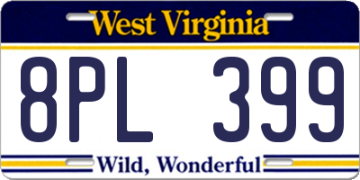 WV license plate 8PL399