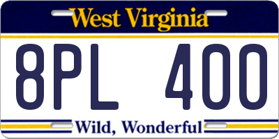 WV license plate 8PL400