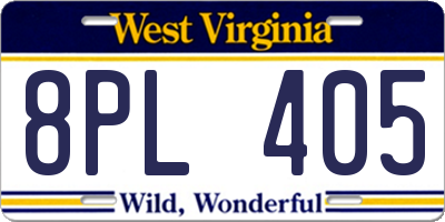 WV license plate 8PL405