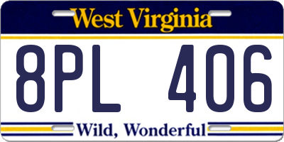 WV license plate 8PL406