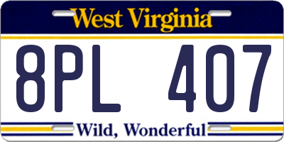 WV license plate 8PL407
