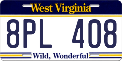 WV license plate 8PL408
