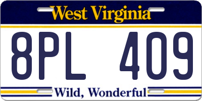 WV license plate 8PL409