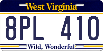 WV license plate 8PL410