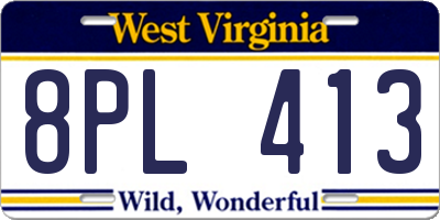 WV license plate 8PL413