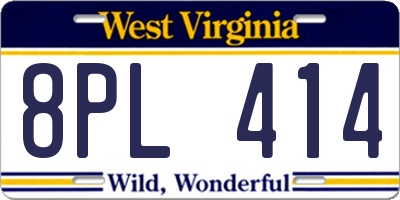 WV license plate 8PL414