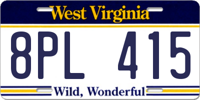 WV license plate 8PL415