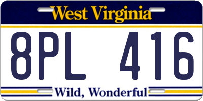 WV license plate 8PL416