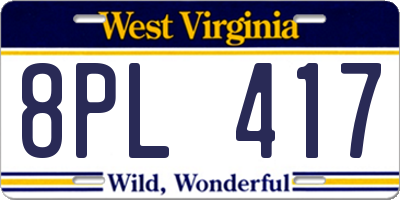 WV license plate 8PL417