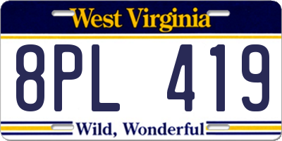 WV license plate 8PL419