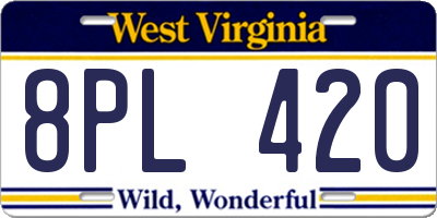 WV license plate 8PL420