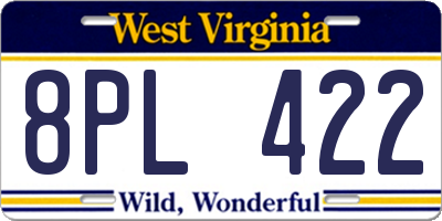 WV license plate 8PL422