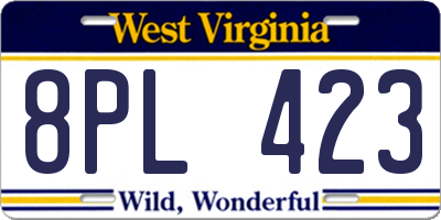 WV license plate 8PL423