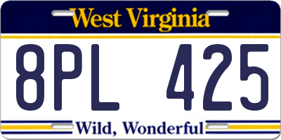 WV license plate 8PL425