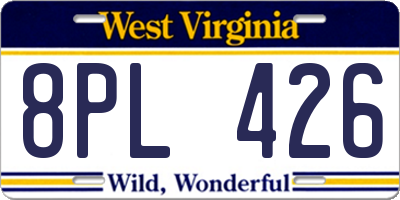 WV license plate 8PL426