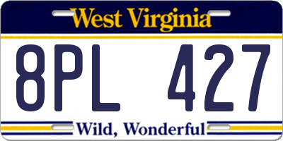 WV license plate 8PL427