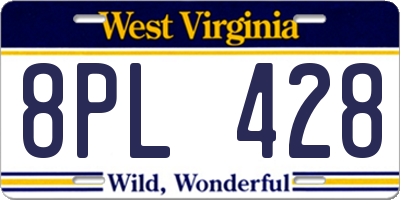 WV license plate 8PL428