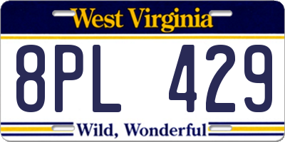 WV license plate 8PL429