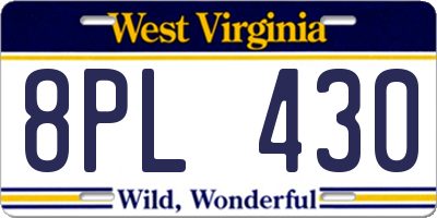 WV license plate 8PL430