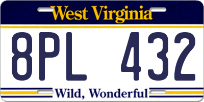 WV license plate 8PL432
