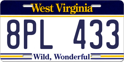 WV license plate 8PL433