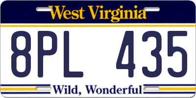 WV license plate 8PL435