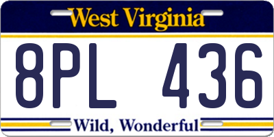 WV license plate 8PL436
