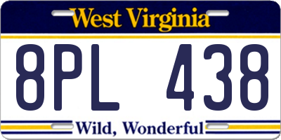 WV license plate 8PL438