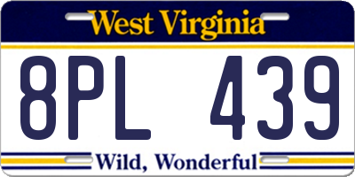 WV license plate 8PL439