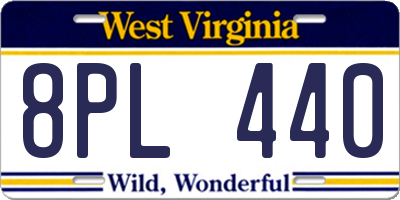 WV license plate 8PL440