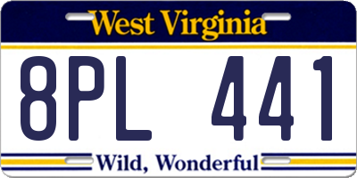 WV license plate 8PL441