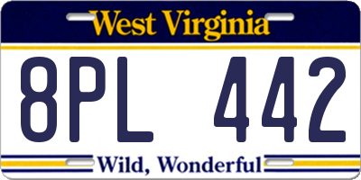 WV license plate 8PL442