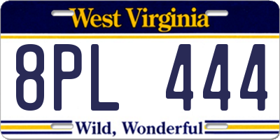 WV license plate 8PL444