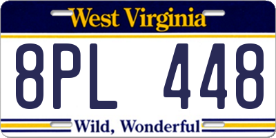 WV license plate 8PL448