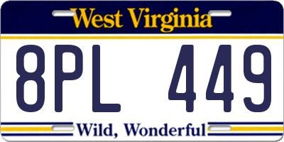 WV license plate 8PL449