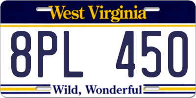 WV license plate 8PL450