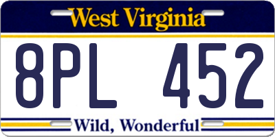 WV license plate 8PL452