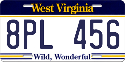 WV license plate 8PL456