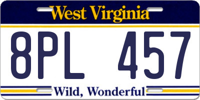 WV license plate 8PL457
