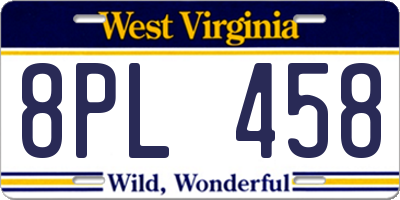 WV license plate 8PL458