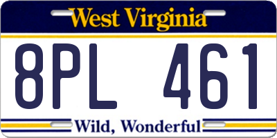 WV license plate 8PL461