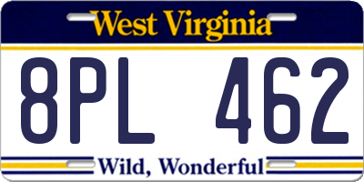 WV license plate 8PL462